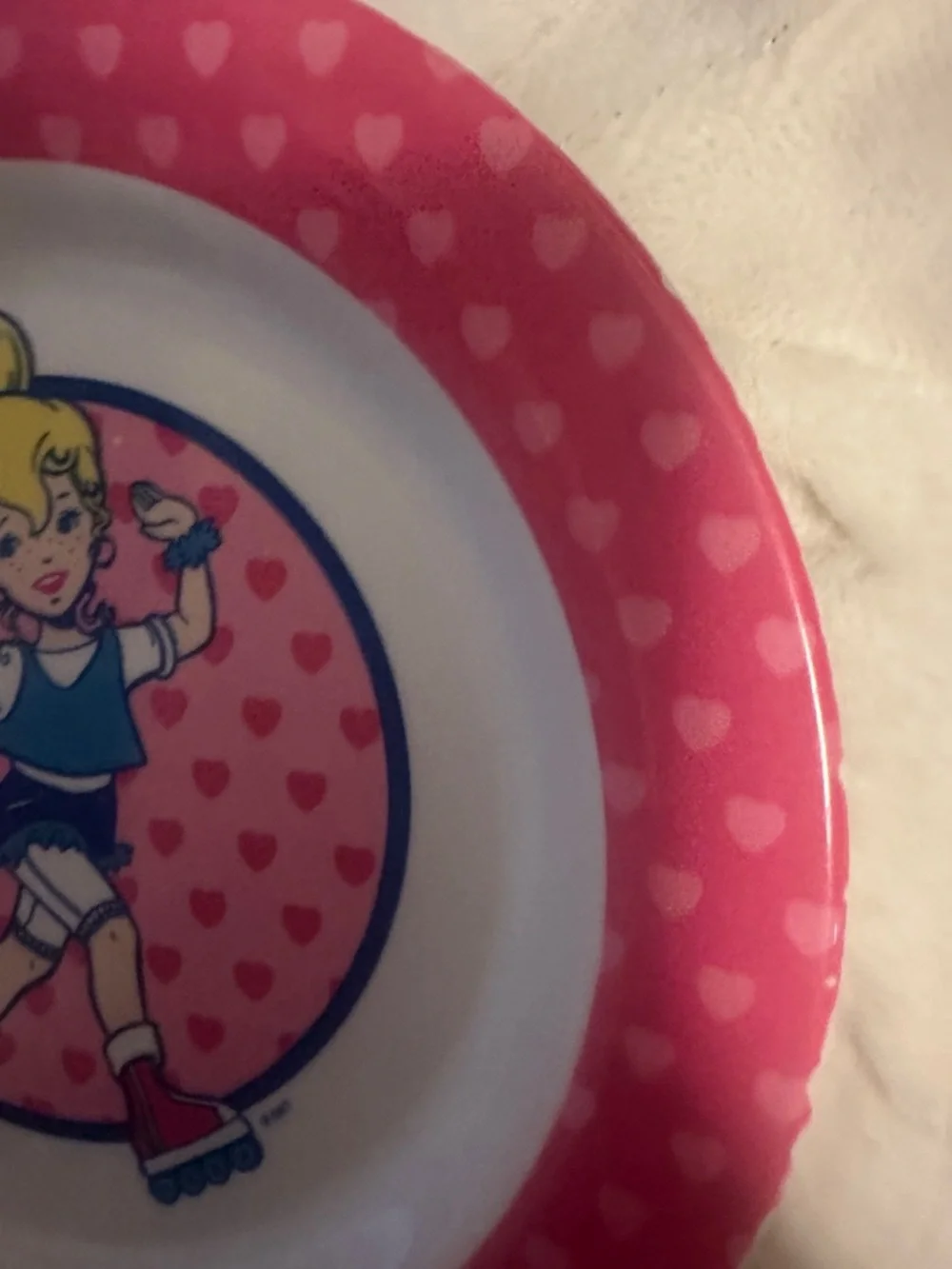 Vintage 1995 Polly Pocket - Roller Skater Design Melamine Dinner Plate Plastic